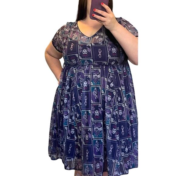 Torrid Plus Size 2 Disney Villains Purple Mesh Skater Dress‎ Punk Gothic Ursula - Picture 4 of 4